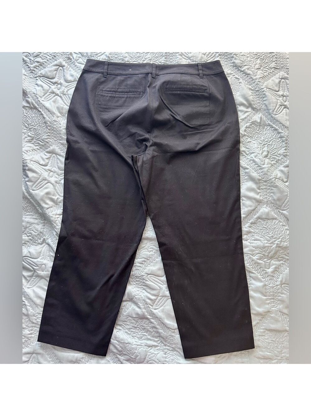 Talbots Navy Blue Perfect Crop Curvy Pants 12P Straight Leg Cotton - Picture 5 of 10